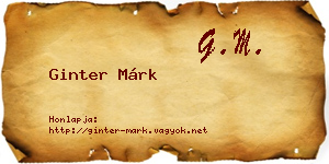 Ginter Márk névjegykártya